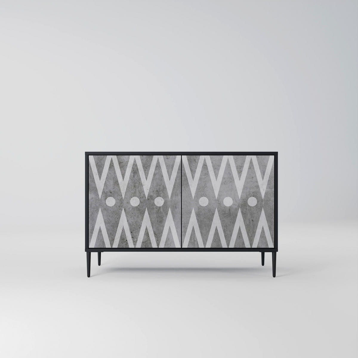 SIDEBOARD SHARP EDGES, Eicheneffekt, 111x42x77,5 cm, 2 Türen - Eichefarben/Buchefarben, Holzwerkstoff/Buchenholz (111/77.5/42cm) - SpaceRebels