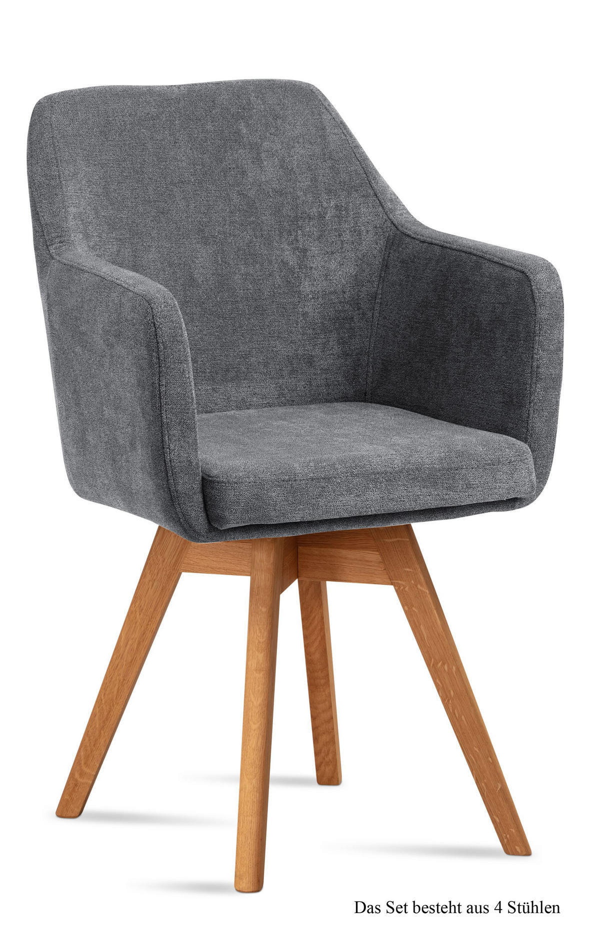 ARMLEHNSTUHL drehbar (4er-Set) Dorry 57x87x60 Eiche geölt/Grau - Eichefarben/Grau, Kunststoff (60/87/57cm) - 58aufmkessel