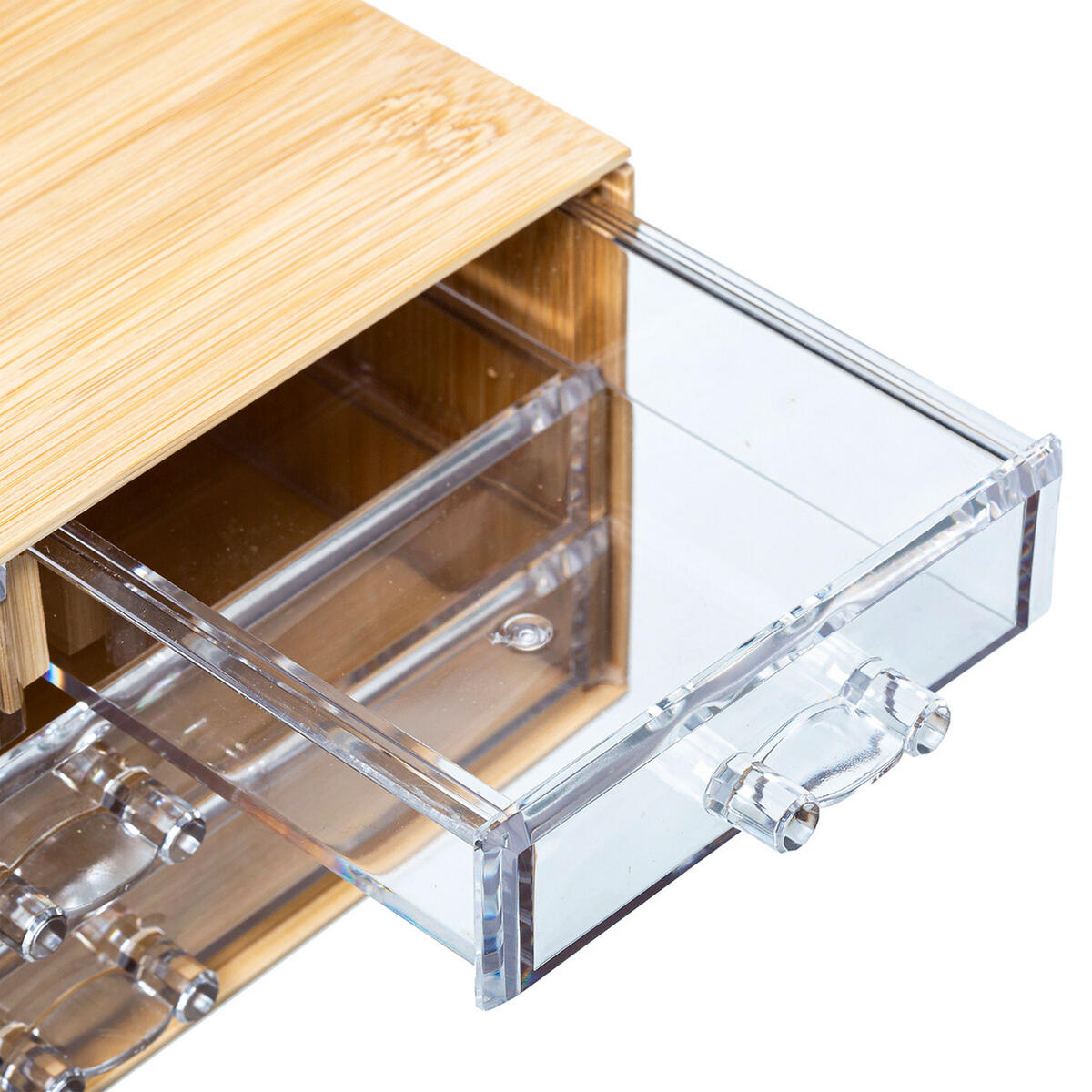 SCHMUCKBOX Selena mit 4 Schubladen, Bambus, Kunststoff, 23 x 15 x 10 - Beige, Holz (10.35/15.3/24cm) - 5five Simply Smart