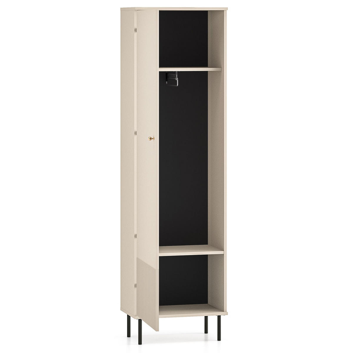 KLEIDERSCHRANK DROMA,Creme - Creme/Schwarz, Holzwerkstoff (55/190/34cm) - KONSIMO®