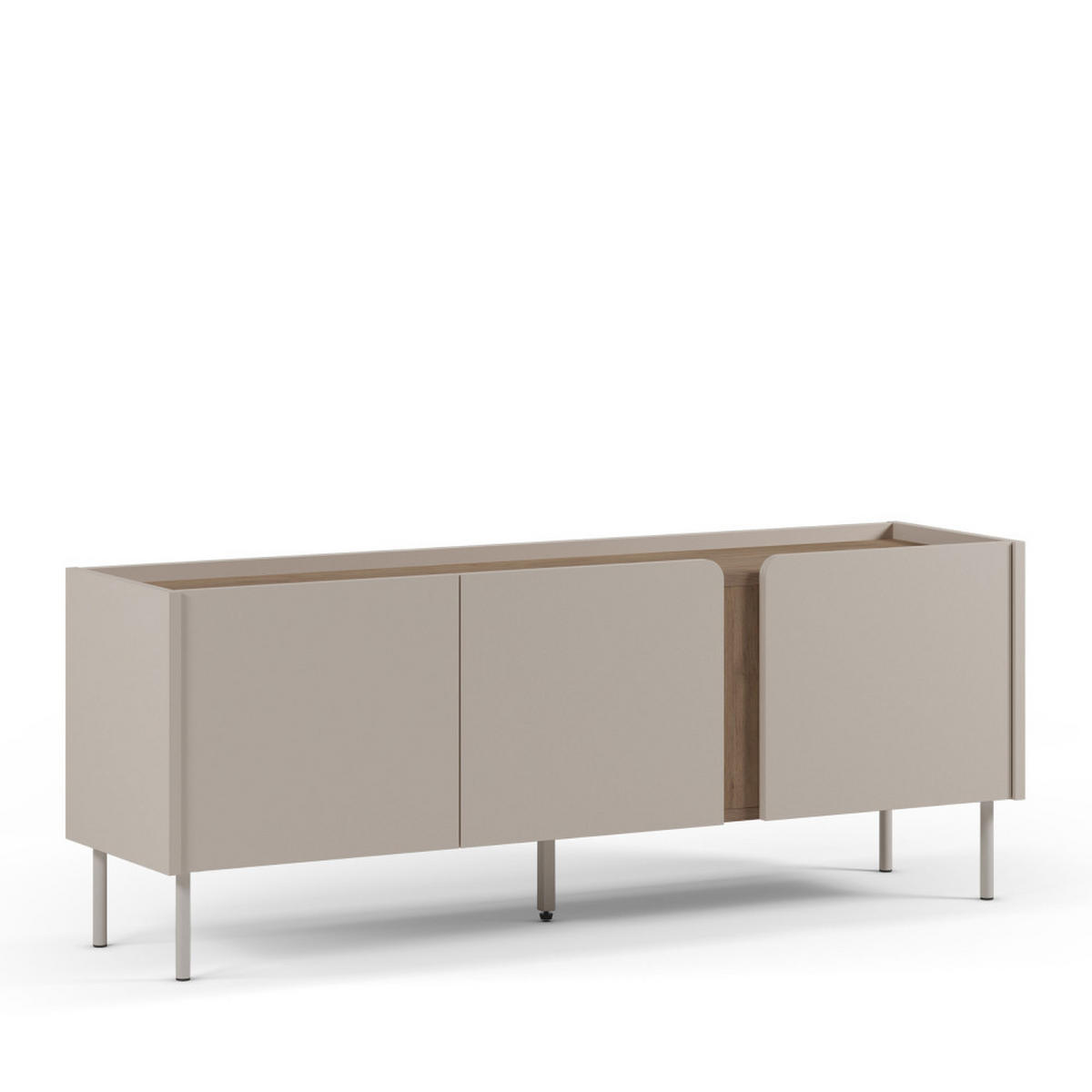 TV-MÖBEL - TV-Möbel mit 3 Türen aus Holz und Metall L140cm - Beige - Beige, Holz (140/53/35cm) - Drawer
