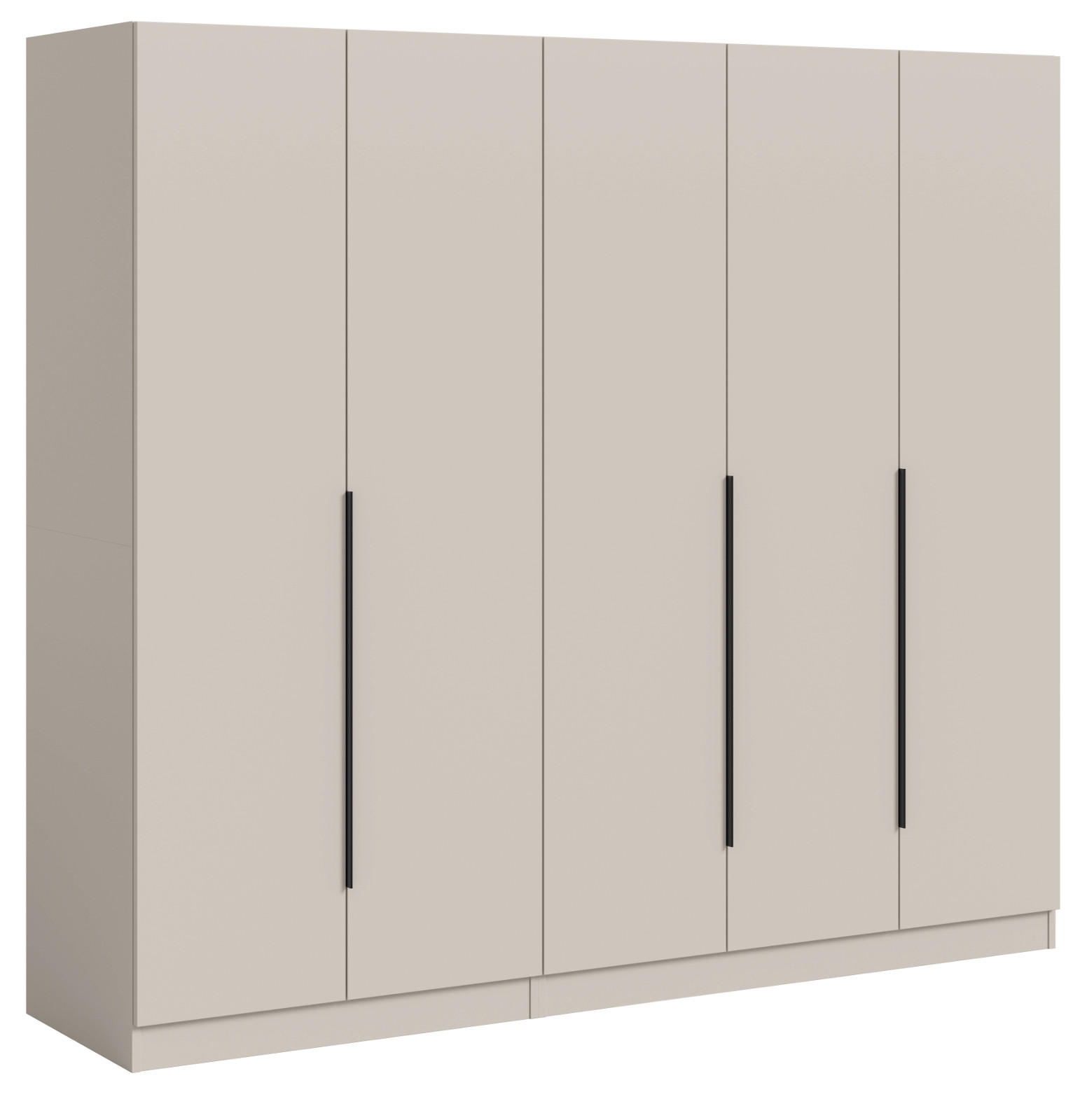 KLEIDERSCHRANK kaschmir 200 x 181 cm, Drehtürenschrank 5-türig mit Einlegeböden - Kaschmir/Schwarz, Holzwerkstoff/Kunststoff (200/181/52cm) - Inn.Furn