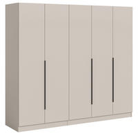 KLEIDERSCHRANK kaschmir 200 x 181 cm, Drehtürenschrank 5-türig mit Einlegeböden - Kaschmir/Schwarz, Holzwerkstoff/Kunststoff (200/181/52cm) - Inn.Furn