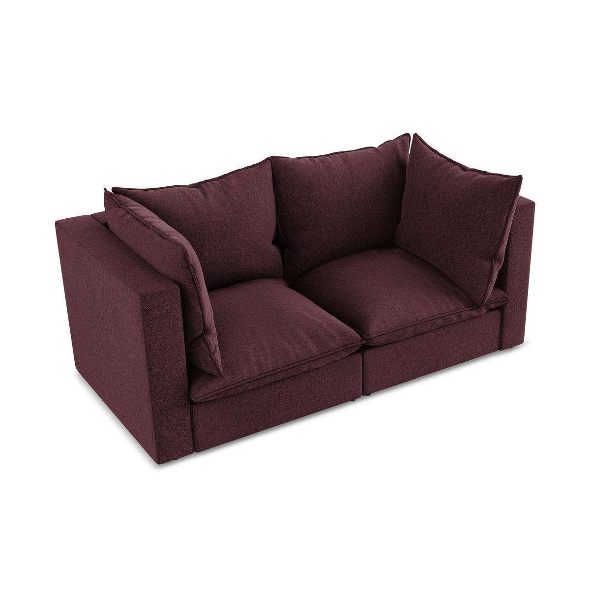 2-SITZER SOFA Samt Stoff Rot - Bordeaux/Schwarz, Holzwerkstoff/Kunststoff (180/77/90cm) - LaMiaSofa