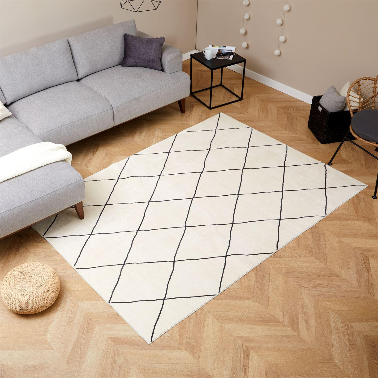 TEPPICH RHOMB - Creme, Textil (160/230cm) - IDIMEX