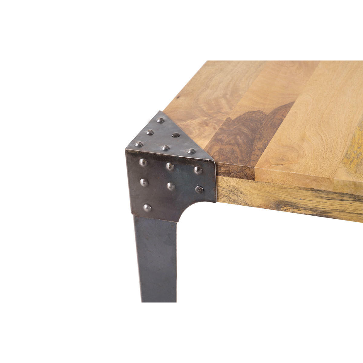 ESSTISCH Industriedesign Stahl und Holz L160 MADISON - Dunkelbraun, Holz (160/90/76cm) - Miliboo