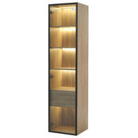 HOCHSCHRANK,BADEZIMMERSCHRANK mit LED Beleuchtung - Naturfarben, Holz (40/165/34cm) - PARAFTA HOME