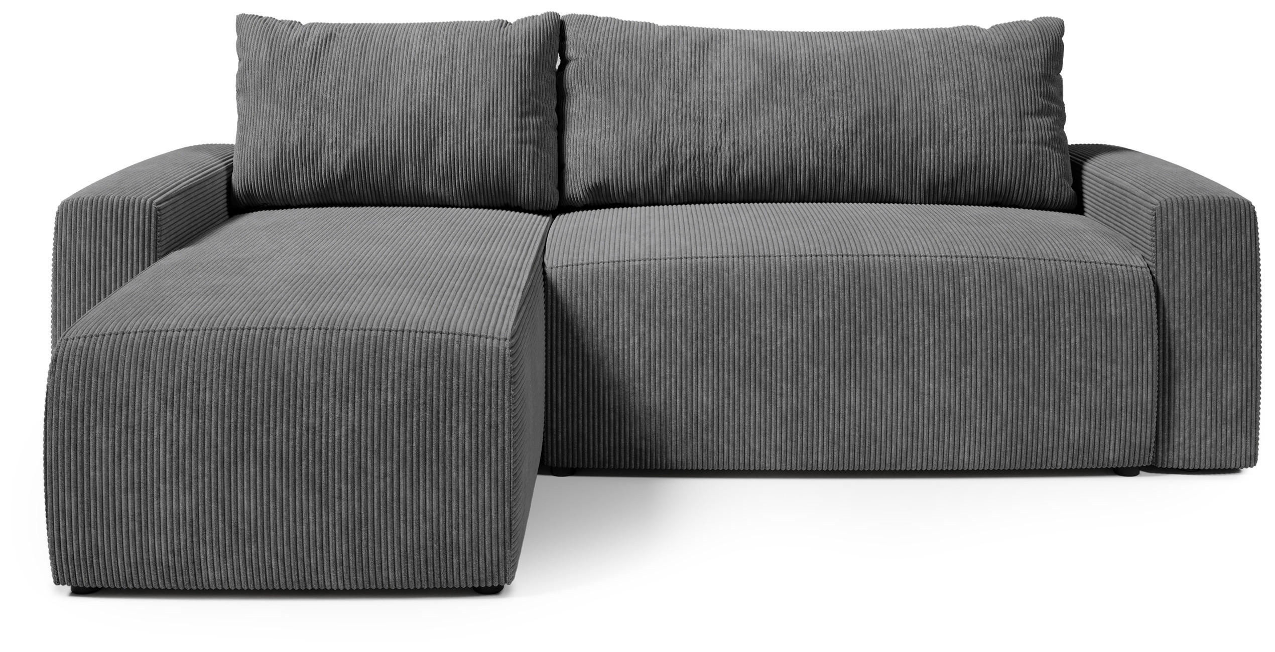 ECKSOFA PLUSH mit Schlaffunktion Dunkelgrau Cord - Dunkelgrau, Textil (240/145cm) - Bromarkt