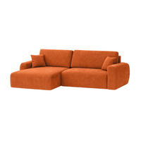 ECKSOFA Mit Schlaffunktion Ariel L, Cordstoff, Stoff Poso, Kupfer, Links - Orange, Holz (250/142cm) - Kaiser Möbel