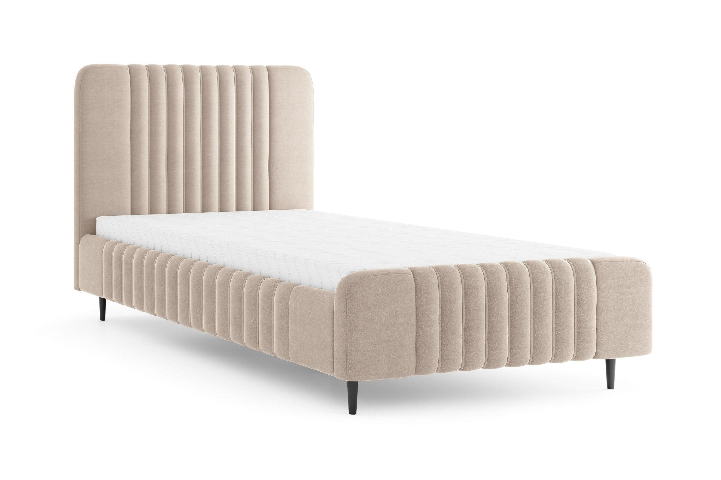 POLSTERBETT AURO 11 120/200 cm in Velours Beige - Beige, Holzwerkstoff (120/200cm) - Deine Möbel 24