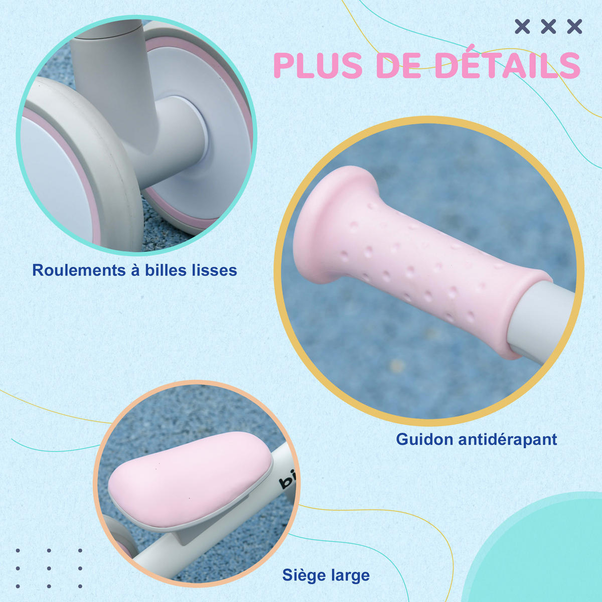 DREIRAD DE-18556 4 Räder mit Korb Grau/Weiß/Rosa - Pink, Metall (56/27/39cm) - ComfortXL