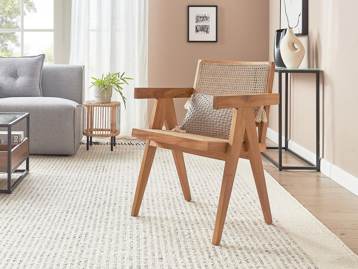ESSZIMMERSTUHL Mahagoniholz Hellbraun Westbrook - Naturfarben, Holz (55/82/52cm) - Beliani