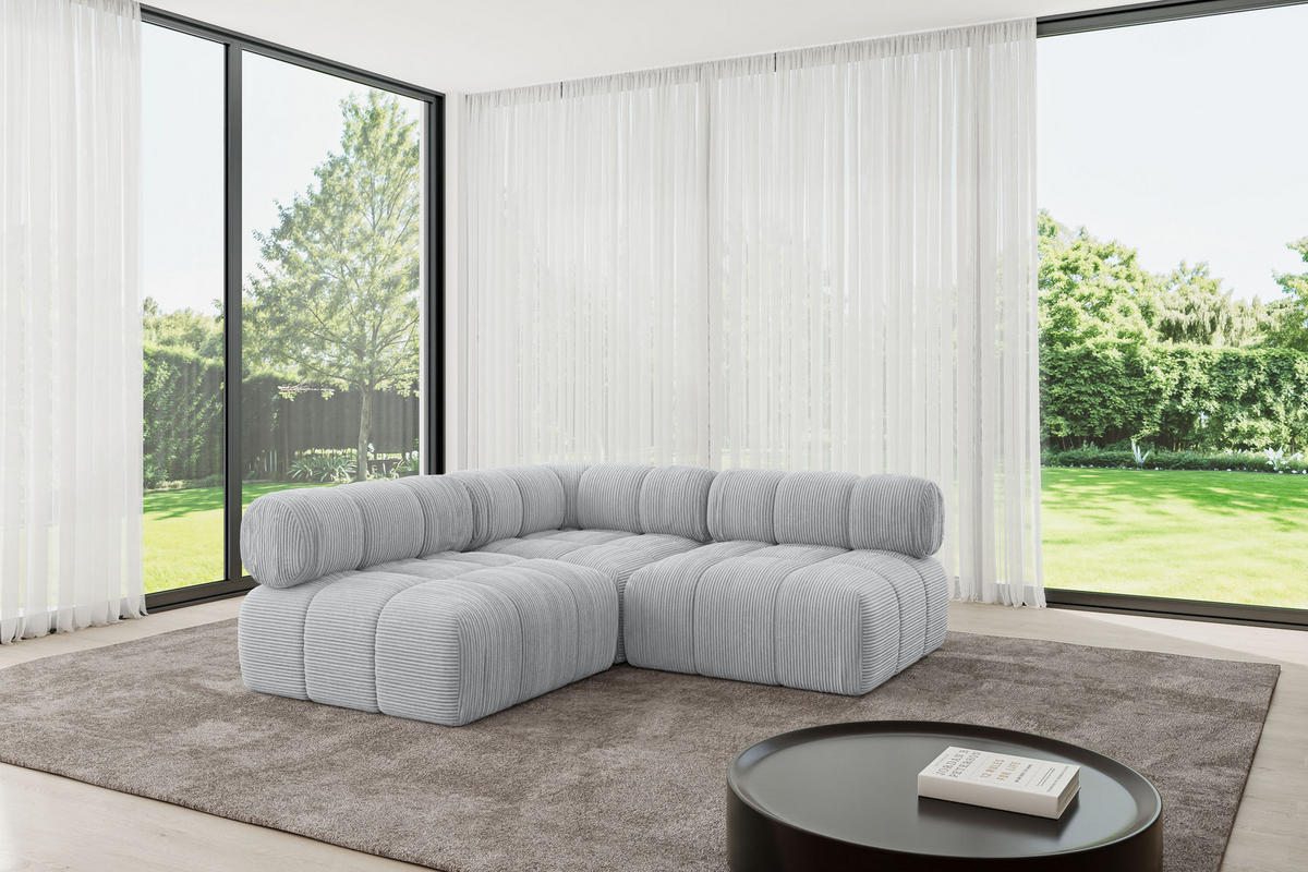 ECKSOFA modulares Sofa Samaro-L1 - 190x190x70 cm Grau Cord - Grau, Holzwerkstoff/Textil (190/190cm) - ALTDECOR