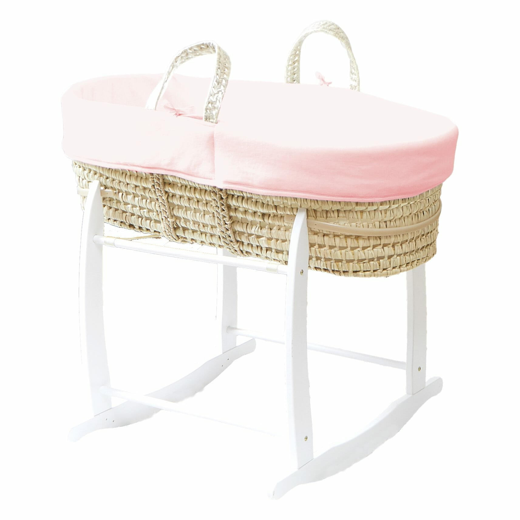 BABYTRAGEKORB mit weißem Gestell rosa - Hellrosa, Naturmaterialien (29/78cm) - Premiers Moments