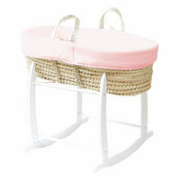 BABYTRAGEKORB mit weißem Gestell rosa - Hellrosa, Naturmaterialien (29/78cm) - Premiers Moments