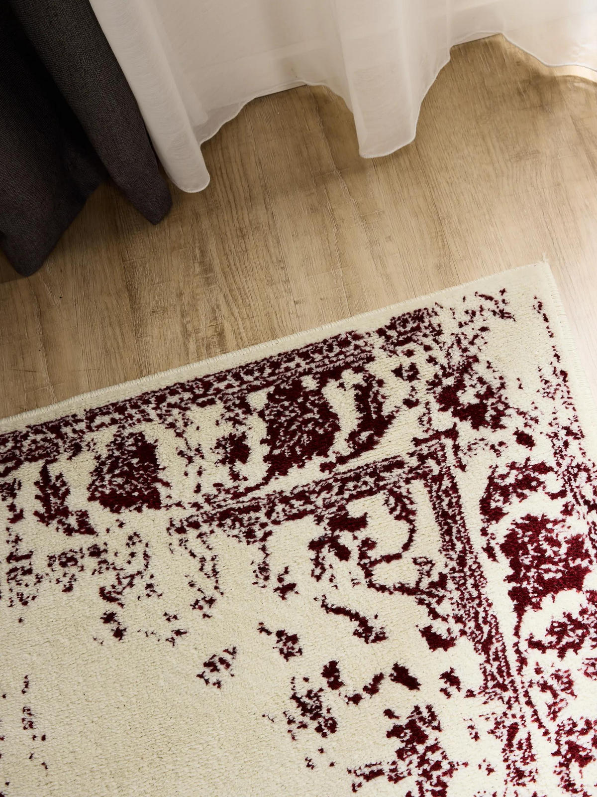 VINTAGE-LÄUFER Suki 80/240 cm - Rot/Creme, Kunststoff (80/240cm) - benuta