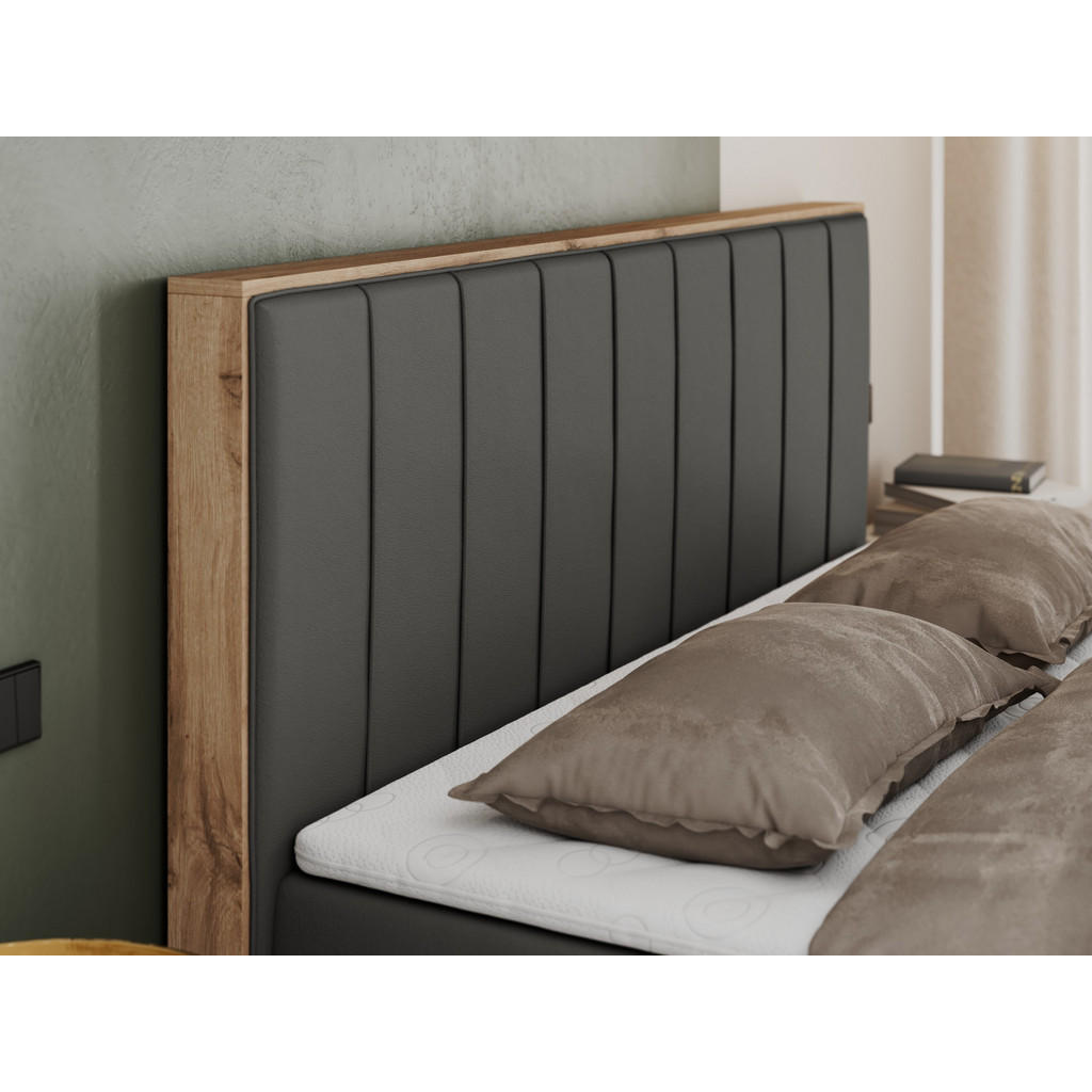 Thumbnail - MKS Boxbett, Dunkelgrau, Textil, 2-Sitzer, H4, Rechteckig, 200x200 cm, Schlafzimmer, Betten, Boxspringbetten