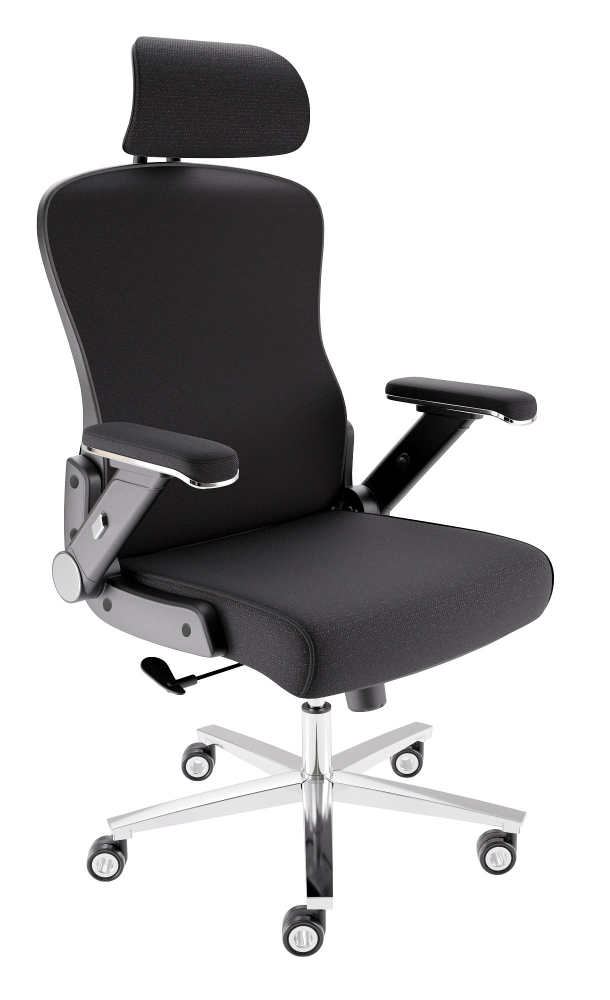 BÜROSTUHL PowerSeat Schwarz - Silberfarben/Schwarz, Kunststoff/Textil (74/135/74cm) - Clouvou