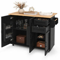 KÜCHENINSEL in Schwarz mit Speicherraum und Snackregalen für Küche und Esszimmer, B120/T43.2/H92 cm - Schwarz, Holzwerkstoff/Metall (120/92/43.5cm) - STILVORA