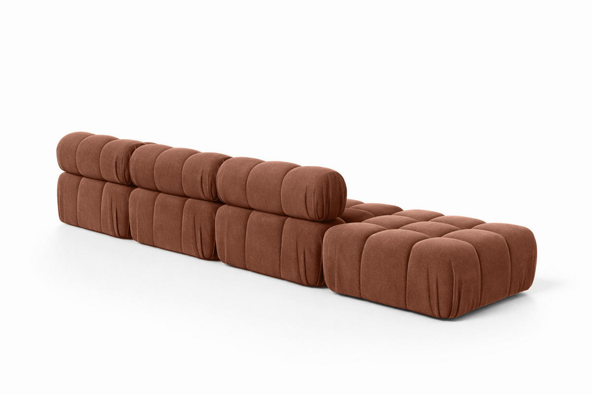 ECKSOFA L-Form XL, Stoff Velours Salvador, Dunkelbraun, Links, Selia L XL - Dunkelbraun, Holz (380/160cm) - Kaiser Möbel