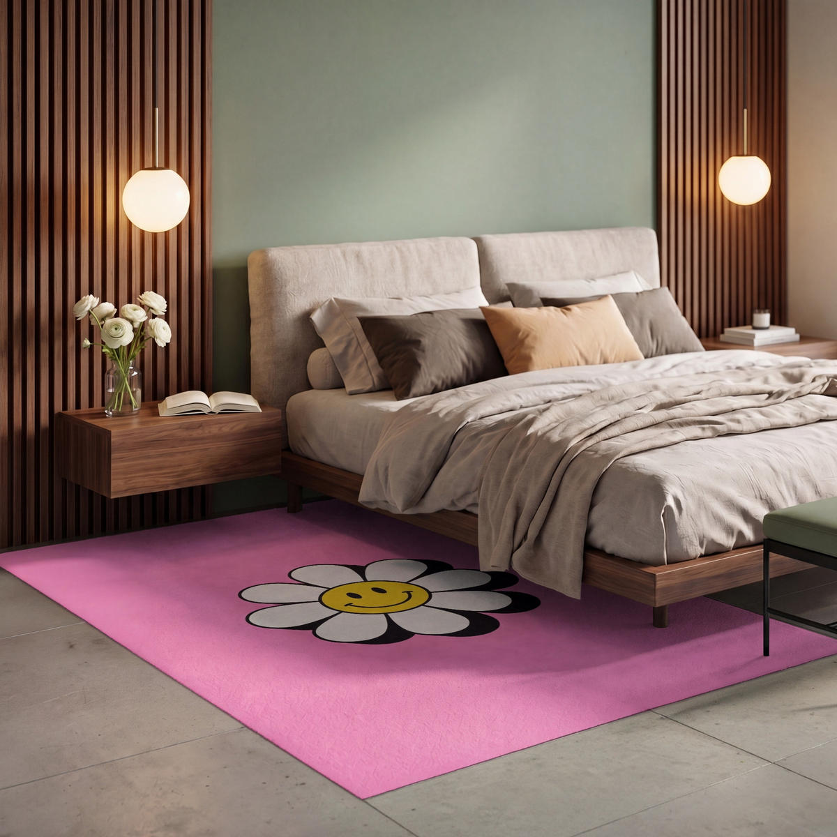 TEPPICH - Smiley - Blume - Rosa - 150x230 cm - Pink, Kunststoff/Textil (150/0.4cm) - OnlyWow