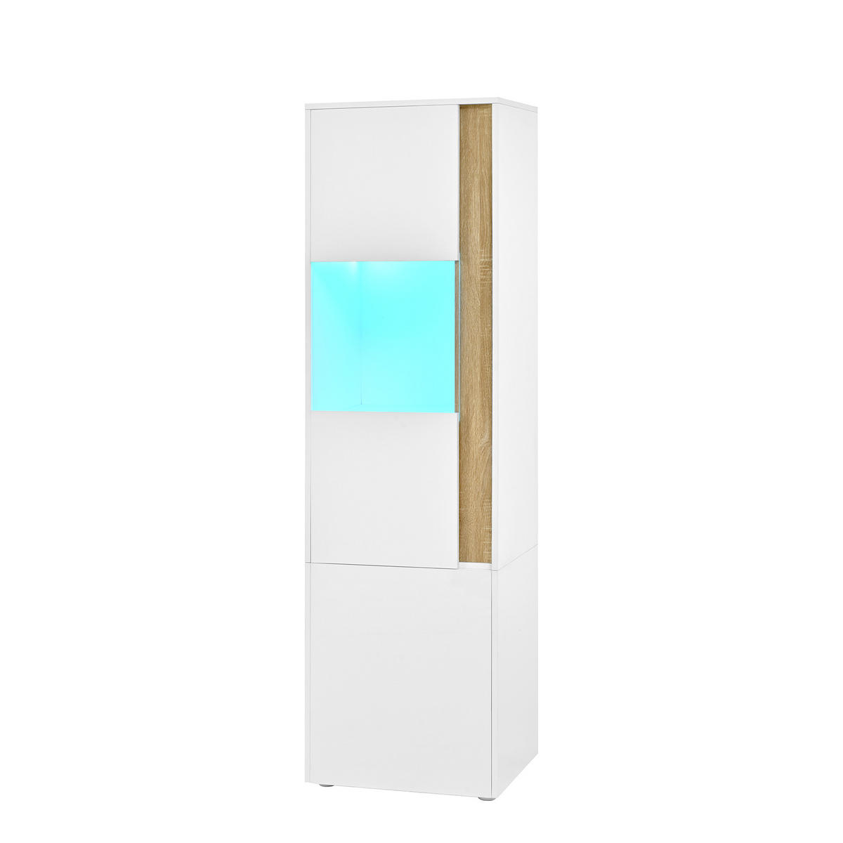 VITRINE LED Acryl Tür 2 Türen Weiß Natur 179cm - Multicolor, Holzwerkstoff (50/179/40cm) - FLIEKS