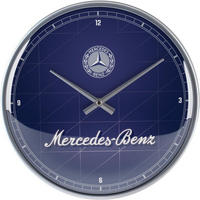 WANDUHR 31 cm Mercedes-Benz Silver & Blue - Blau, Metall (31/31/5cm) - Nostalgic-Art