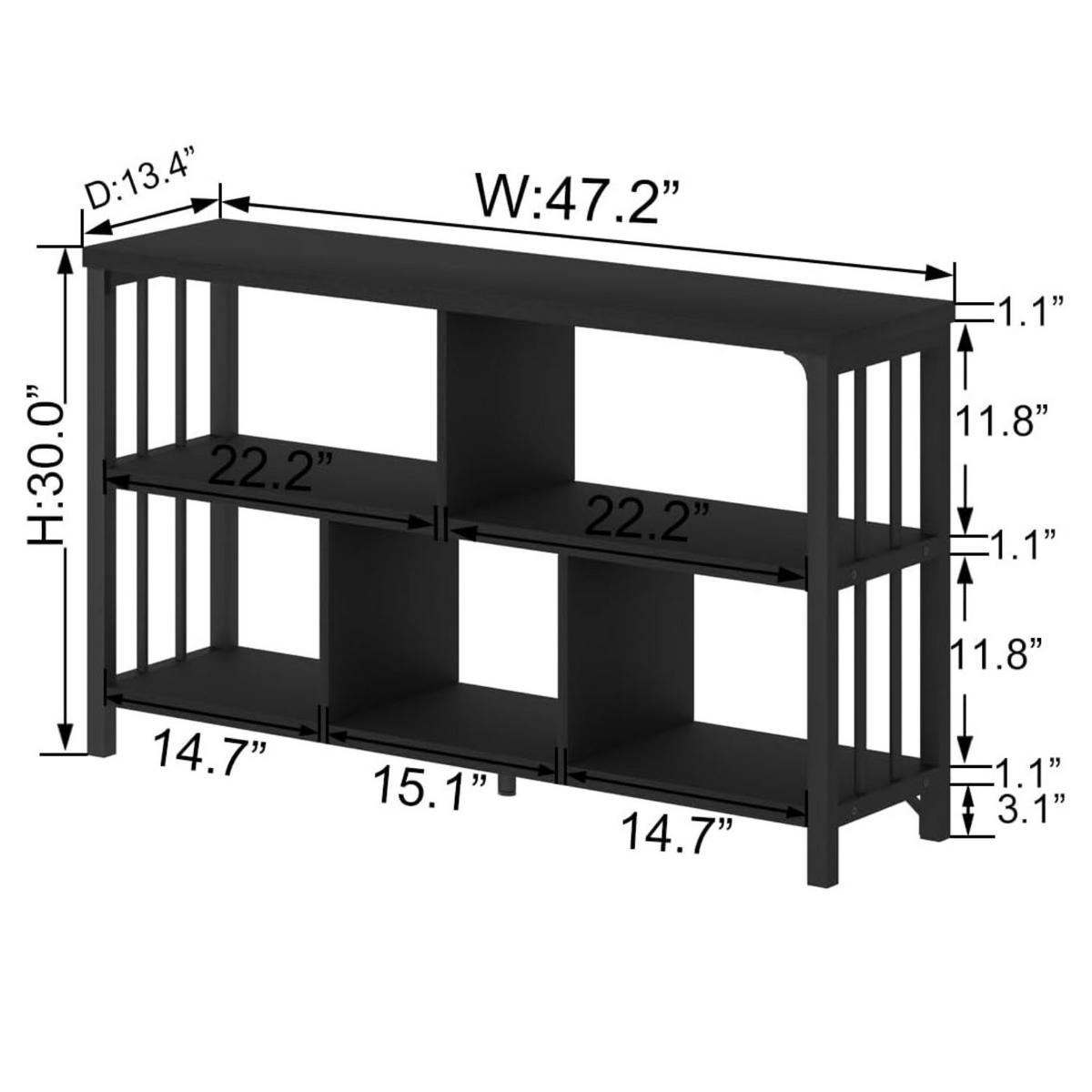 REGAL Standregal 120 x 34 x 76.2 cm Holzoptik Metallgestell - Schwarz, Holzwerkstoff/Metall (120/76.2/34cm) - Quality Elegance