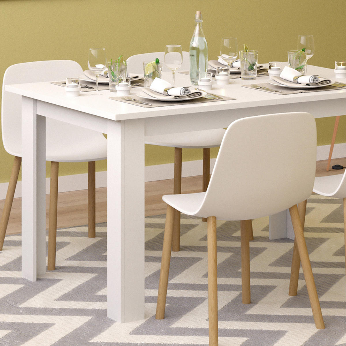 ESSTISCH Karlos Weiß 140 x 90 cm - Weiß, Holzwerkstoff (90/140/76cm) - Vicco