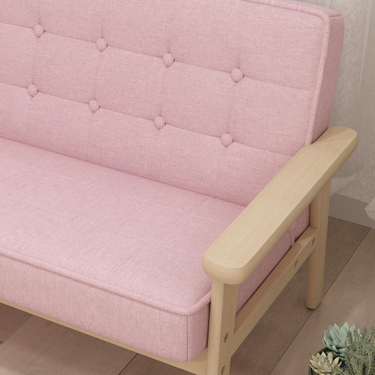 KINDERSESSEL DE-10509 mit Holzrahmen & Samtoptik Rosa - Pink, Holzwerkstoff (42/48/77cm) - ComfortXL