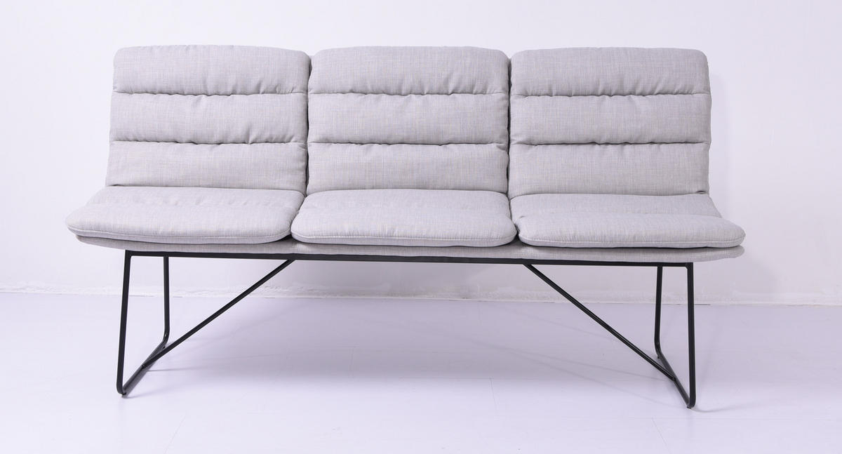 ESSZIMMERBANK VINCE Hellgrau Webstoff - Hellgrau/Schwarz, Textil (178/90/68cm) - KAWOLA