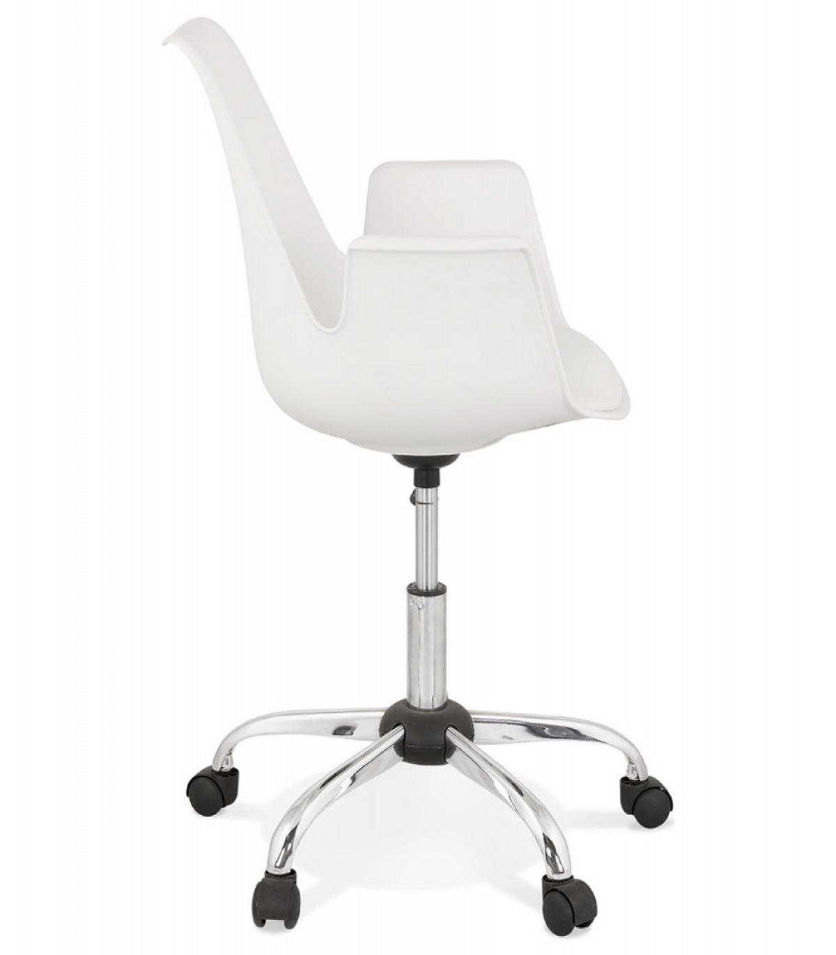 BÜROSTUHL mit Armlehnen aus Kunststoff und Rollen TRIP, Weiß 58x58x22,3 cm - Chromfarben/Weiß, Kunststoff/Metall (58/22/58cm) - KADIMA DESIGN