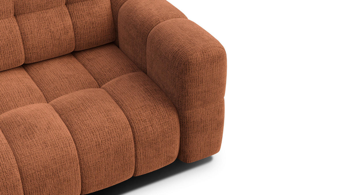 SOFA CLOUDI 2,5-Sitzer, rostrot - Schwarz/Orange, Holz/Textil (211/89/104cm) - Courtois Laville