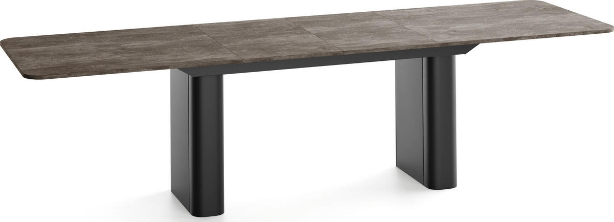 ESSTISCH Riven rechteckig ausziehbar verlängerbar mit Butterfly-Auszug, Beton Dunkelgrau 180-276/90/76 cm - Dunkelgrau/Schwarz, Holzwerkstoff/Metall (90/276/76cm) - WFL GROUP