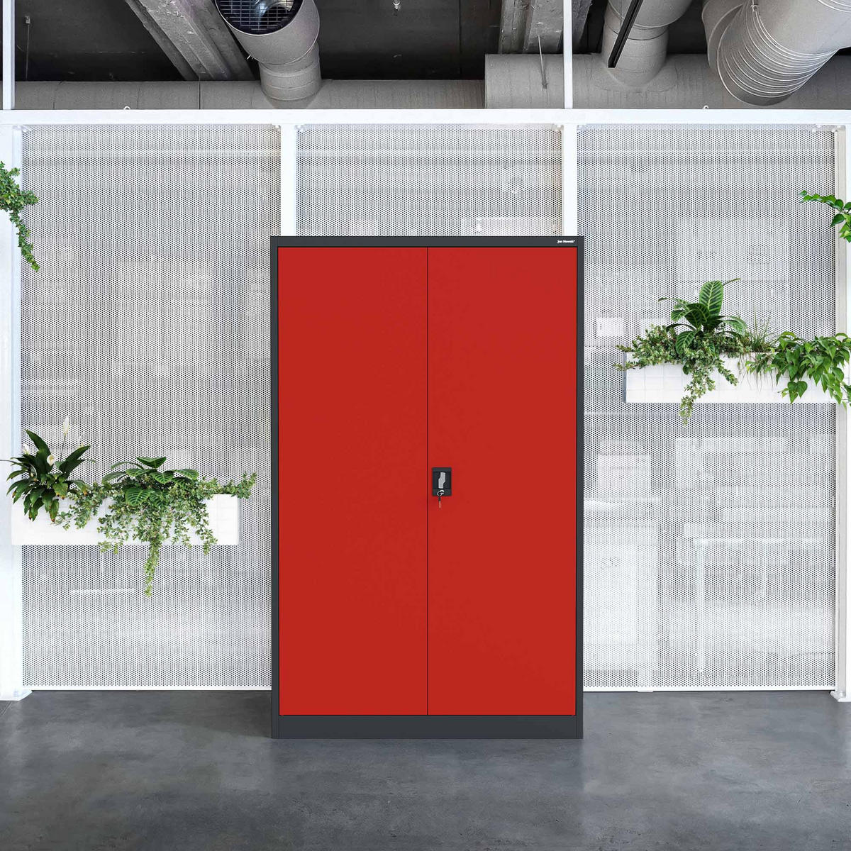 AKTENSCHRANK JAN II - Anthrazit/Rot, Metall (115/185/40cm) - Jan Nowak