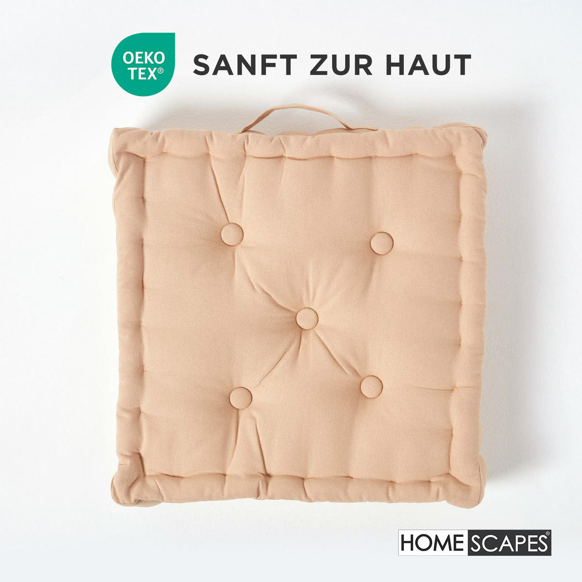 SITZKISSEN beige 50/50/10 cm – Bodenkissen unifarben - Beige, Textil (50/50/10cm) - Homescapes