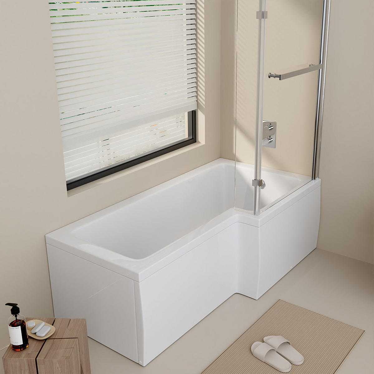 BADEWANNE ELARA - Seitenauslage: Links - Weiß, Keramik (170/53/85cm) - Home Deluxe