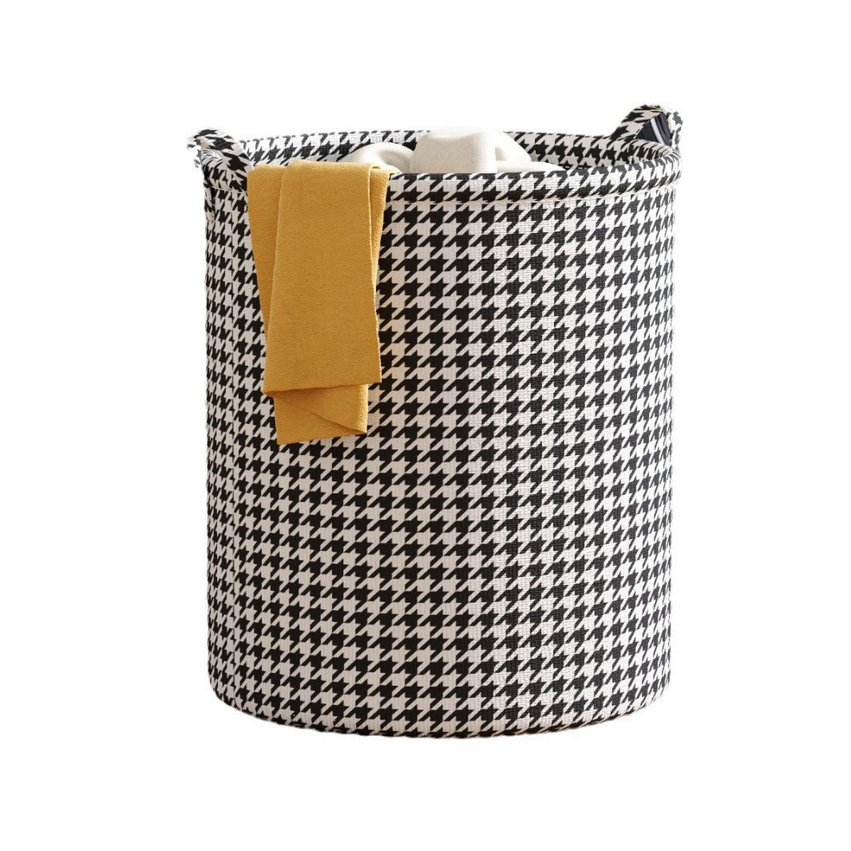 WÄSCHEKORB – großes Fassungsvermögen – 40 × 40 × 56 cm – Schwarz & Weiß - Schwarz, Textil (40/56/40cm)