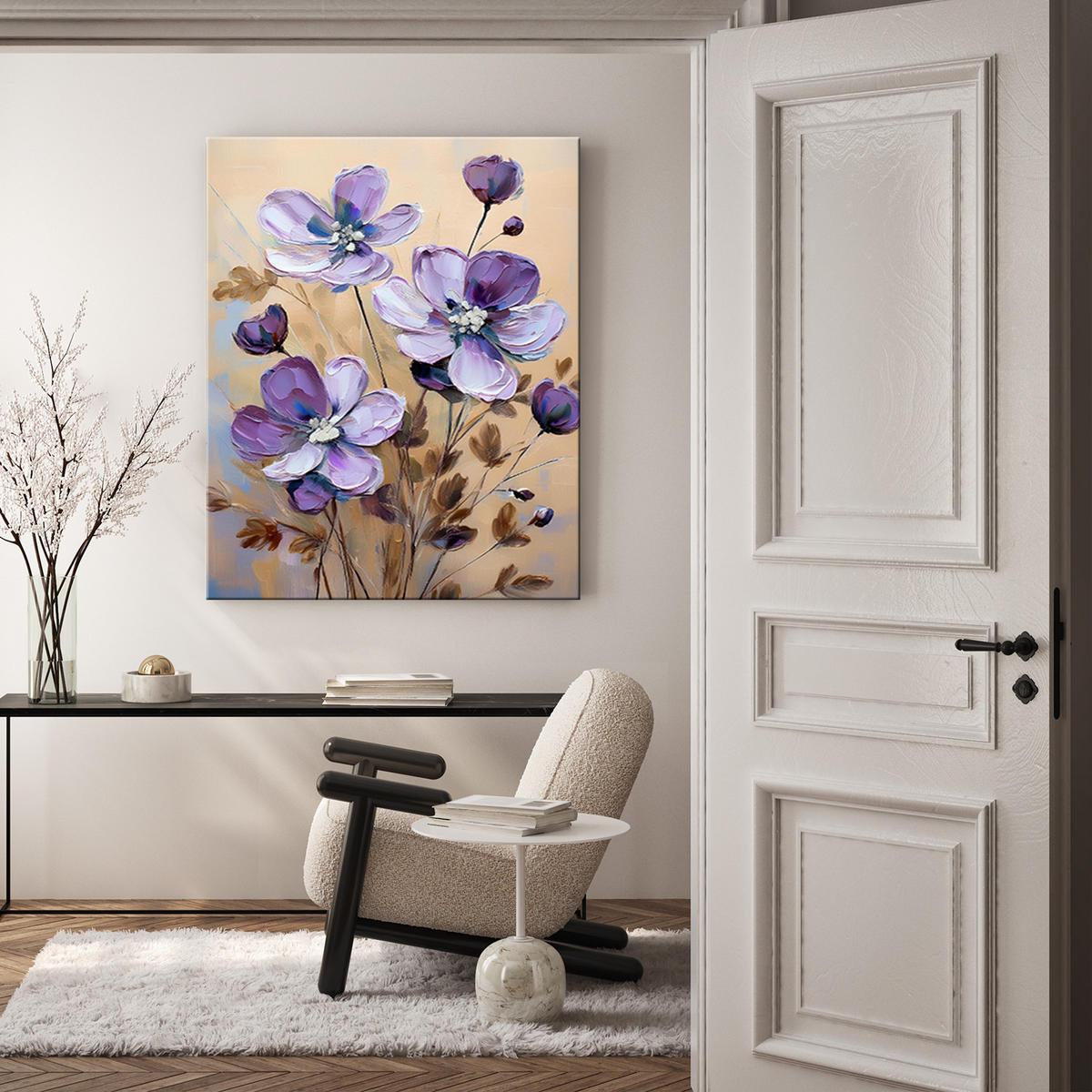 WANDBILD lila botanicals blumen - Lila, Textil (40/60cm) - Feeby