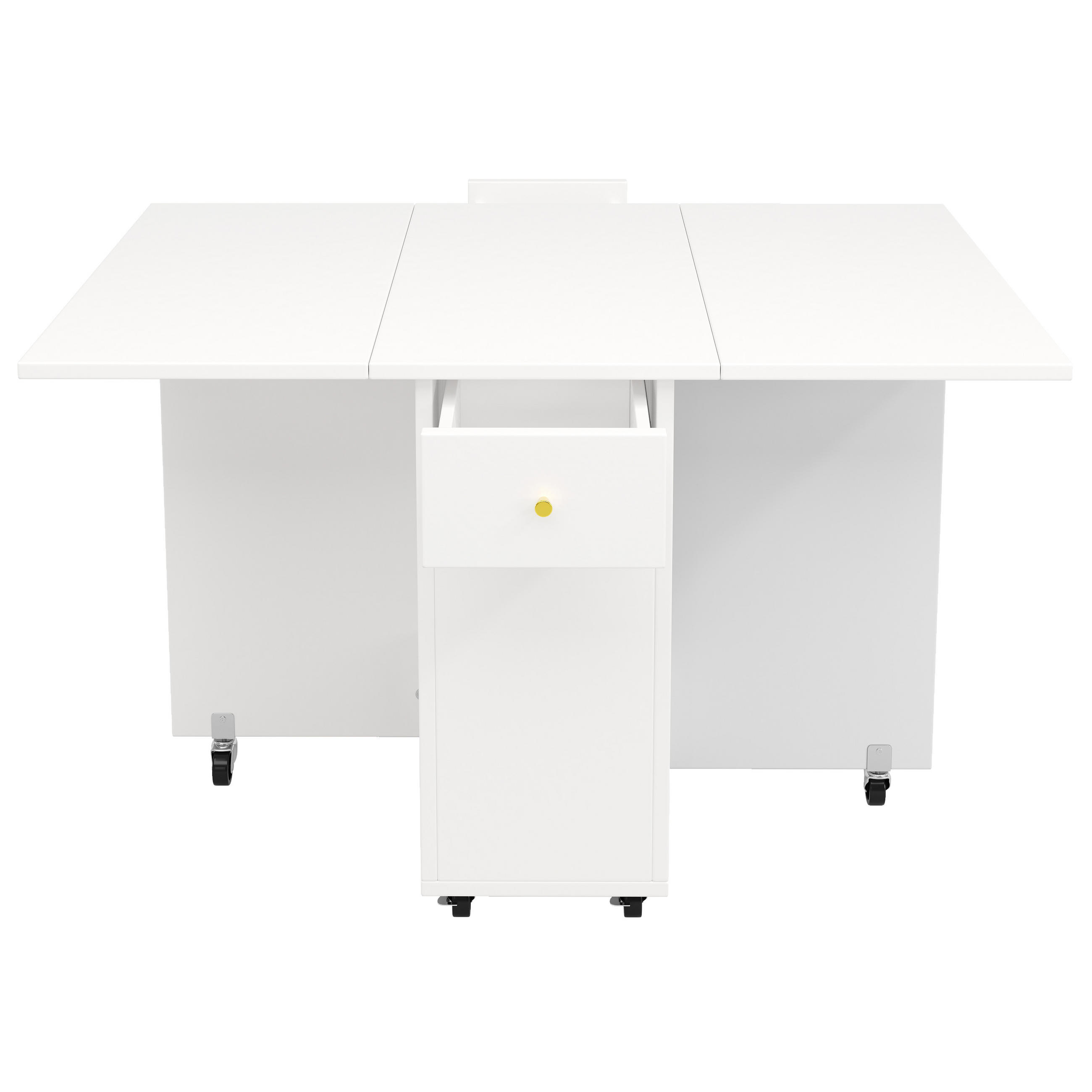ESSTISCH 120x75x75 mit Rollen und zwei Schubladen, Ablagefläche, MDF, weiß - Weiß, Holzwerkstoff (120/75/75cm) - Luhomfu