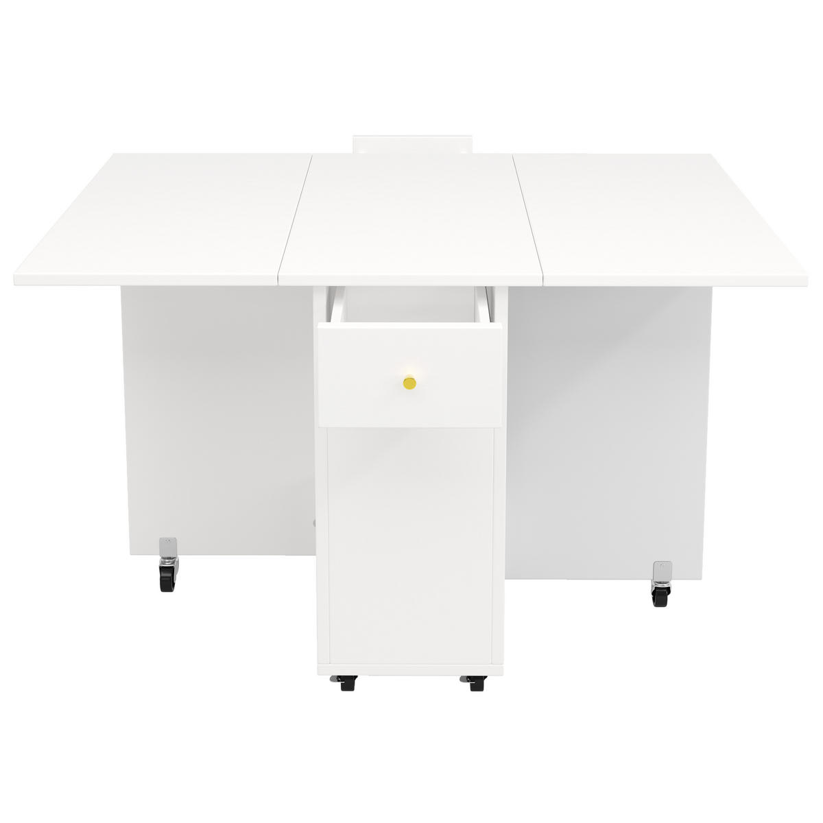 ESSTISCH Weiß klappbar 2-4 Personen Stauraum Rollen 120cm - Weiß, Holzwerkstoff (120/75/75cm) - FLIEKS