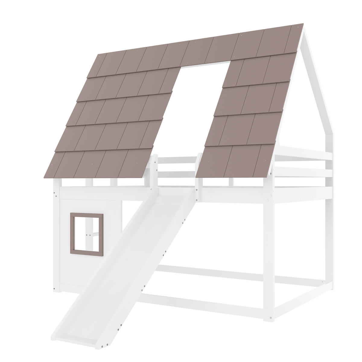 HAUSBETT Holz 140/200 cm Weiß, Braun - Weiß/Braun, Holz - Raumix