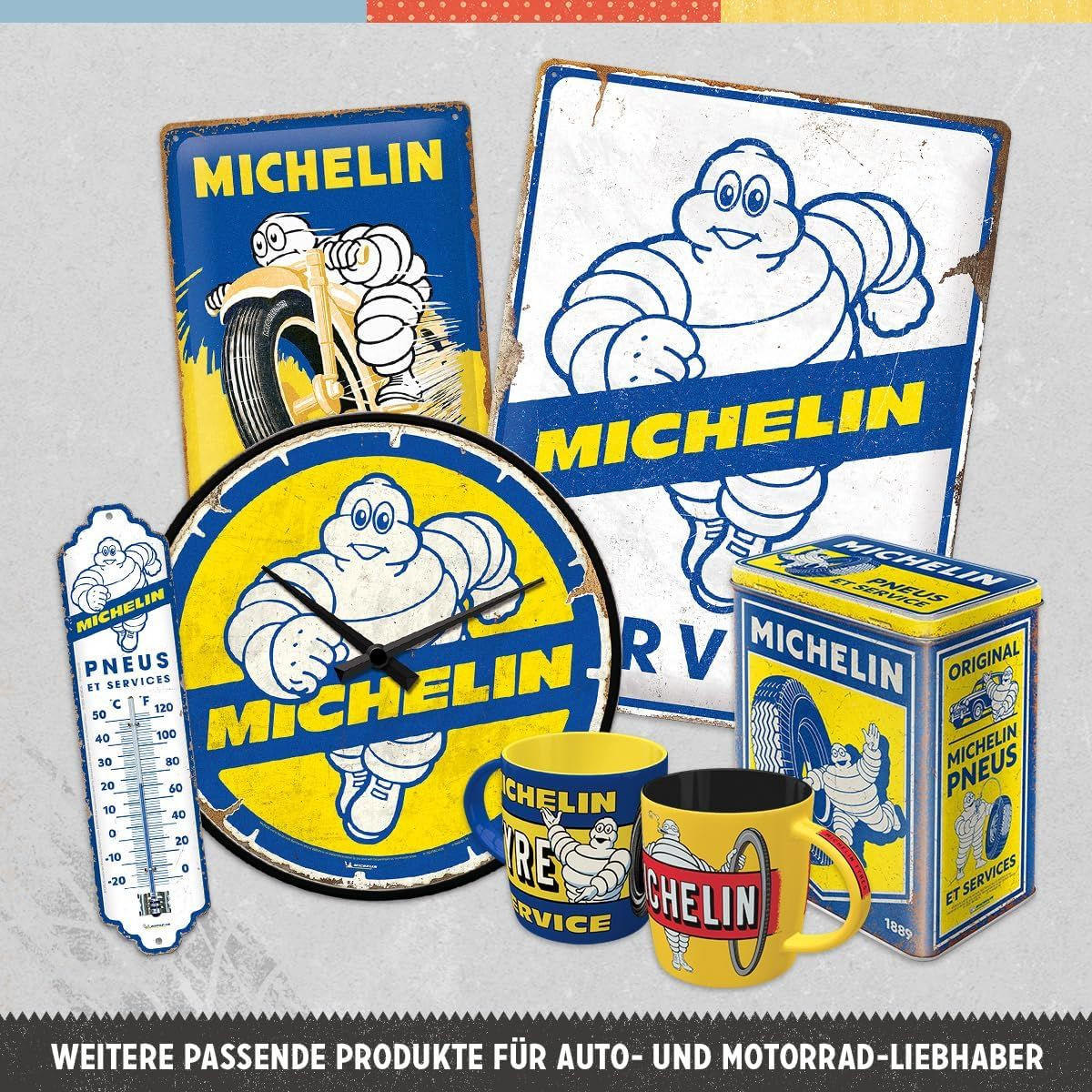 MAGNETSET 9-teilig Michelin Logo Evolution - Multicolor, Metall (7/9/2cm) - Nostalgic-Art