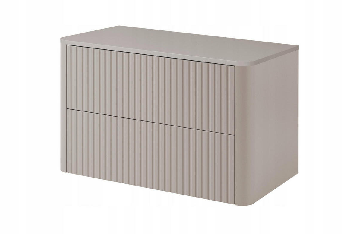WASCHBECKENUNTERSCHRANK LINEA hängend geriffelt Kaschmir matt mit Waschtischplatte 80/48/44 cm - Kaschmir, Holzwerkstoff (80/48.4/43.7cm) - Rodan