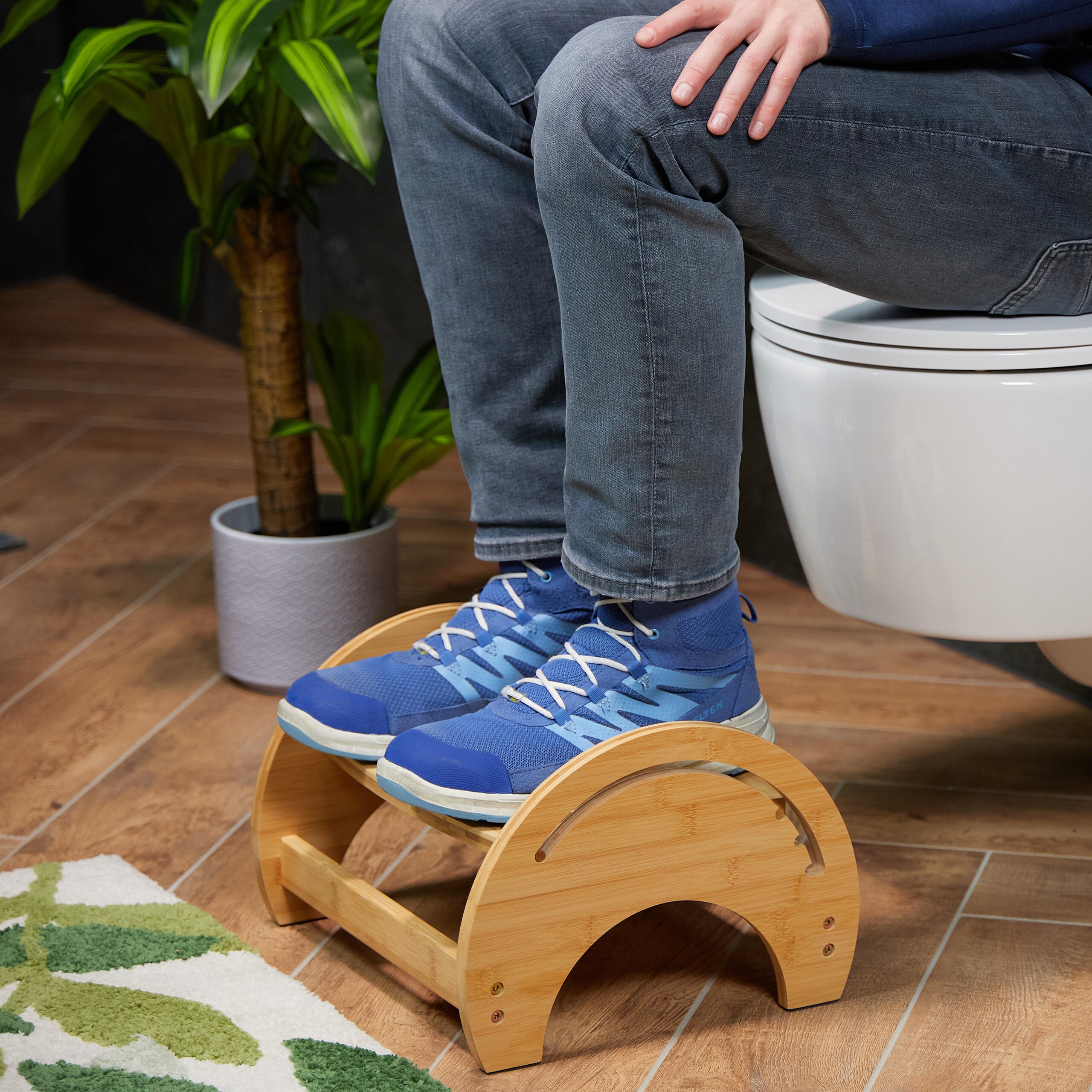 TOILETTENHOCKER - Hellbraun, Holz/Kunststoff (36/23/32cm) - Relaxdays
