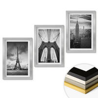 WANDBILDER 3er Set - 20x30 cm Silberner Rahmen - Monochromatische Brückentürme - Silberfarben, Kunststoff (20/30cm) - ArtPrintCave