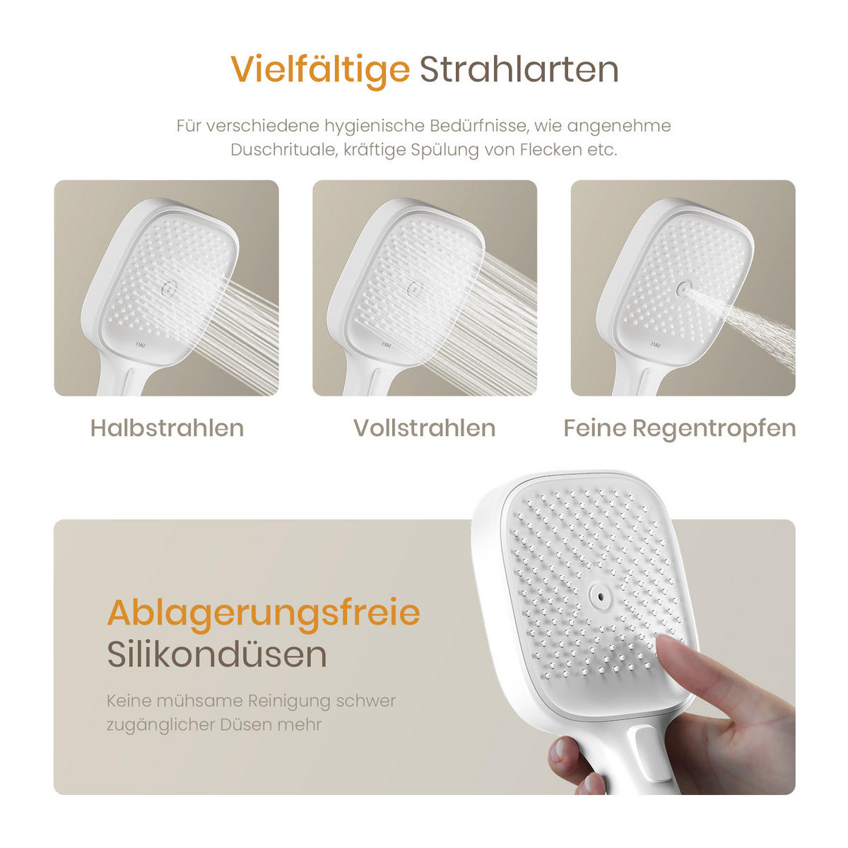 ÜBERKOPFBRAUSESET mit Zweiwege-Thermostatmischer Handbrause Weiß Matt - Weiß, Metall (35.5/115/15cm) - EMKE