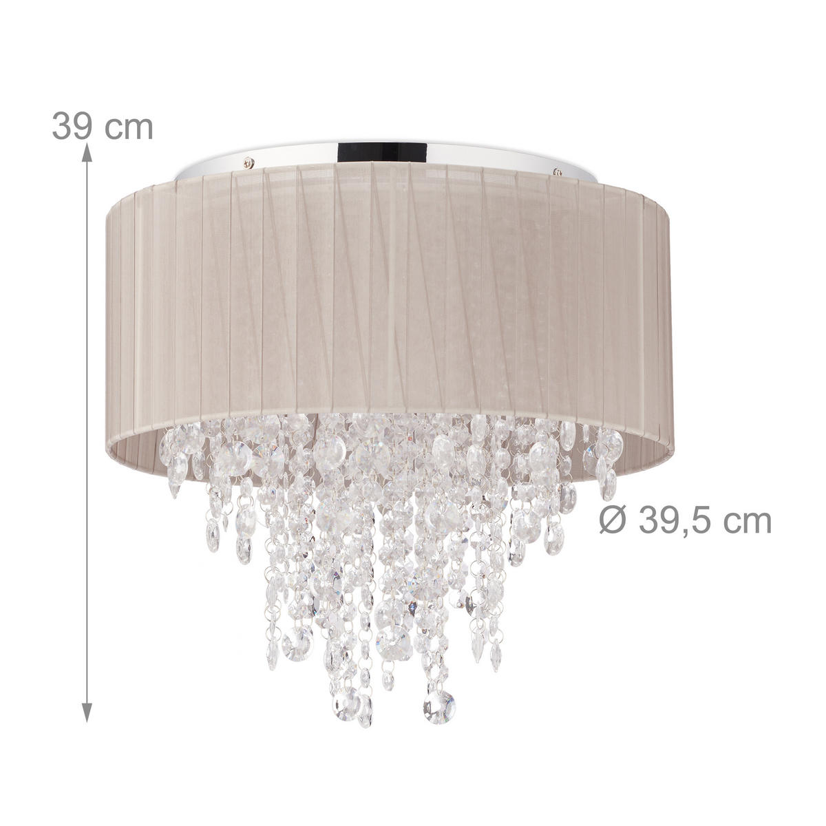 DECKENLAMPE - Multicolor, Kunststoff/Textil (39.5/39.5/39cm) - Relaxdays