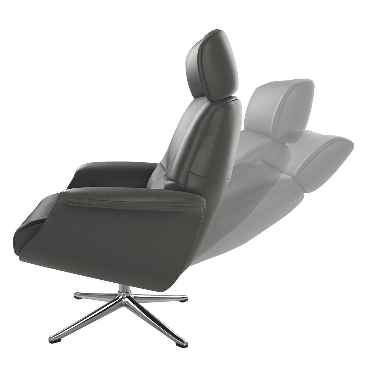 SESSEL - manuell verstellbar - Chromfarben/Grau, Leder/Metall (83/110/88cm) - home24