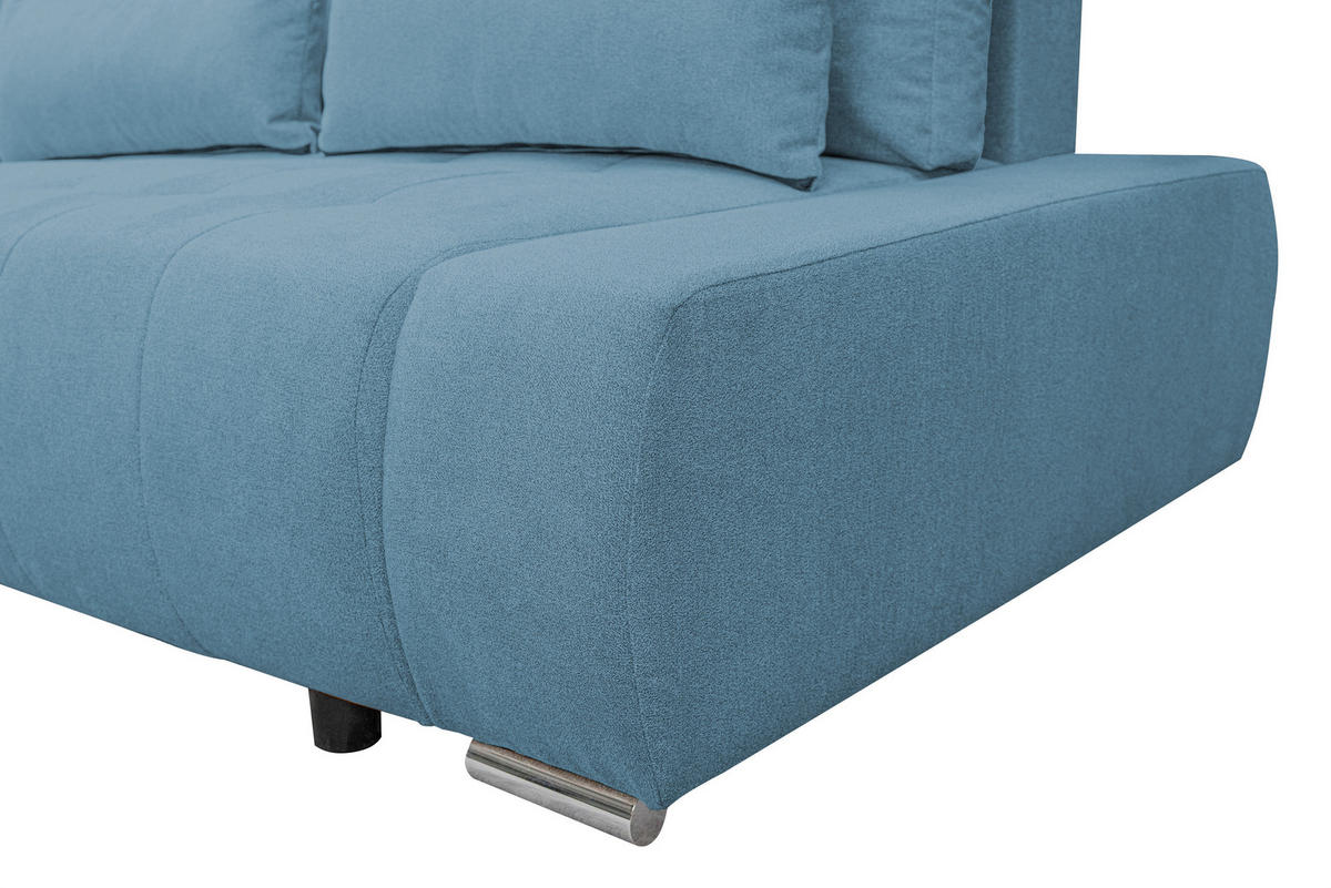 ECKSOFA Bloom mit Bettkasten und Schlaffunktion L-Form - Blau, Textil (267/185cm)